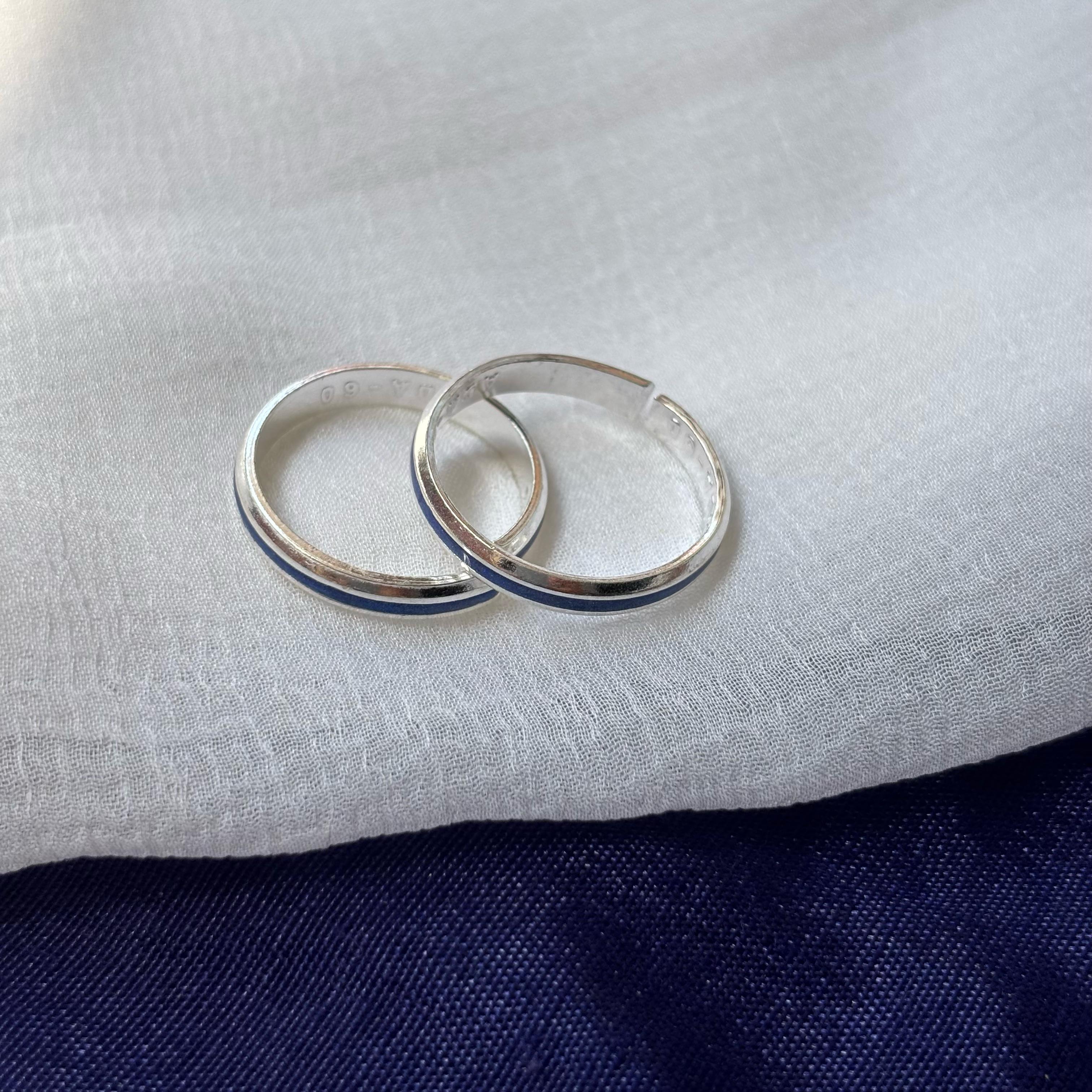 Pure Silver Blue Bohemian Indian Bichiya Slim Toe Ring