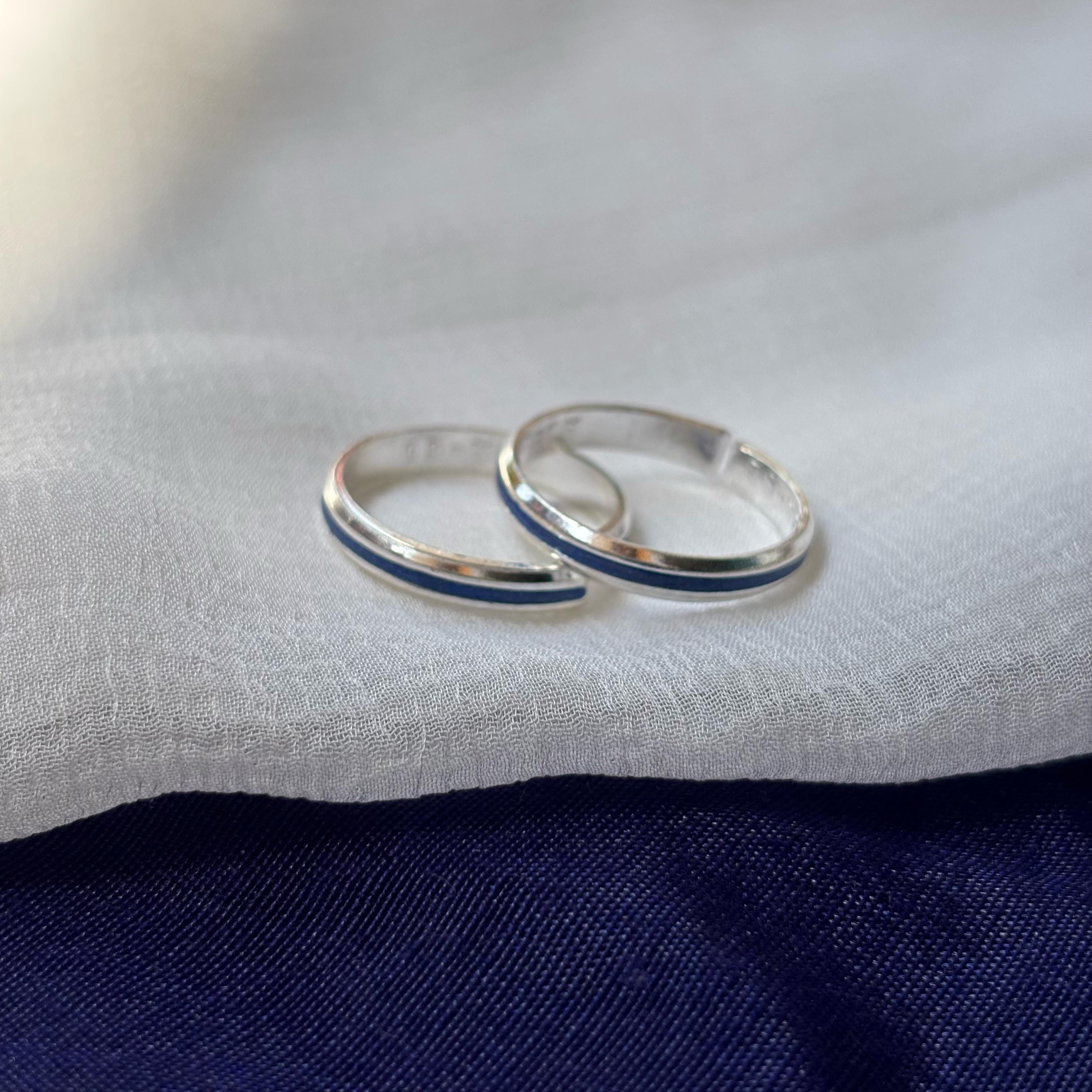 Pure Silver Blue Bohemian Indian Bichiya Slim Toe Ring