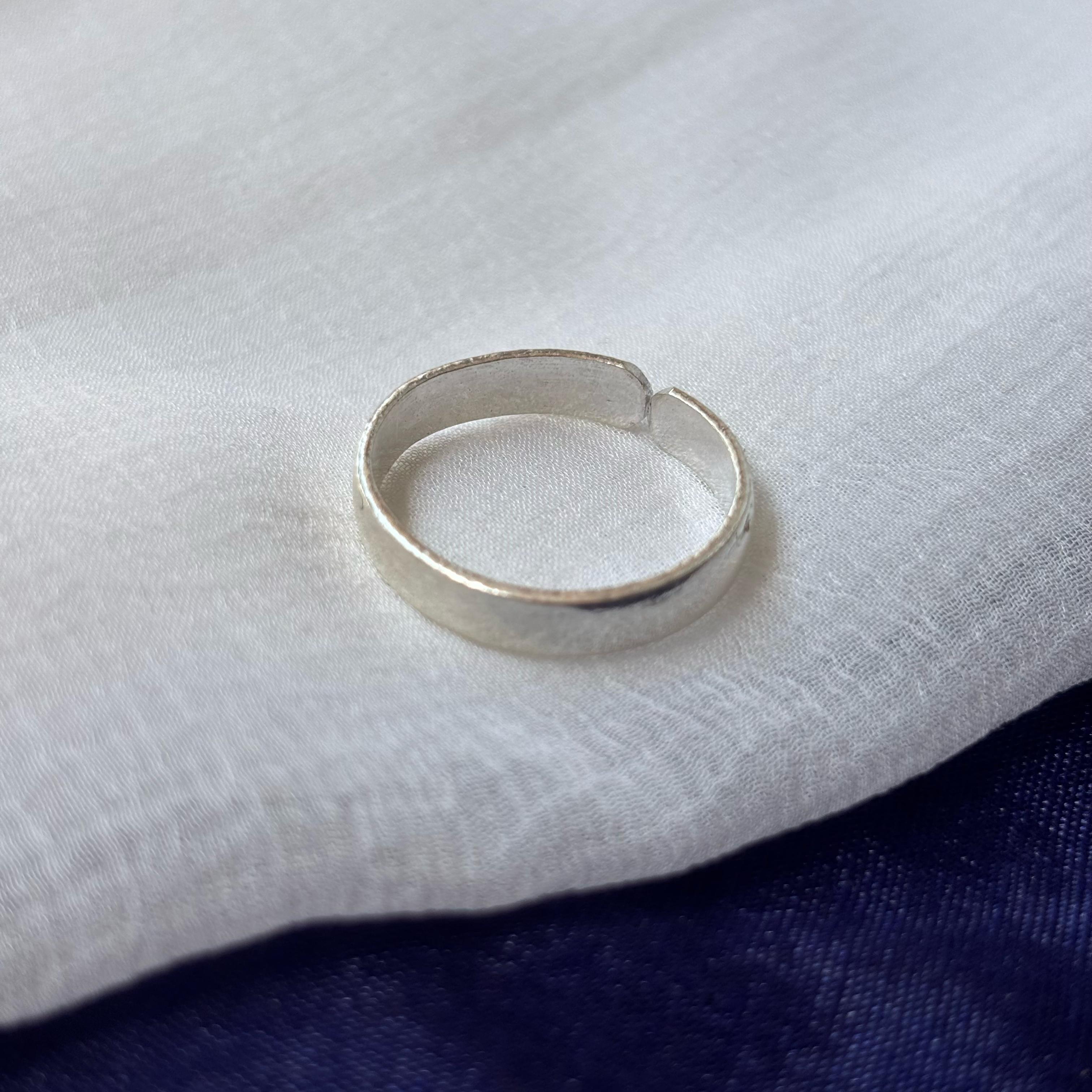 Adjustable Plain Pure Silver Slim Unisex Stacking Band Cuff Ring