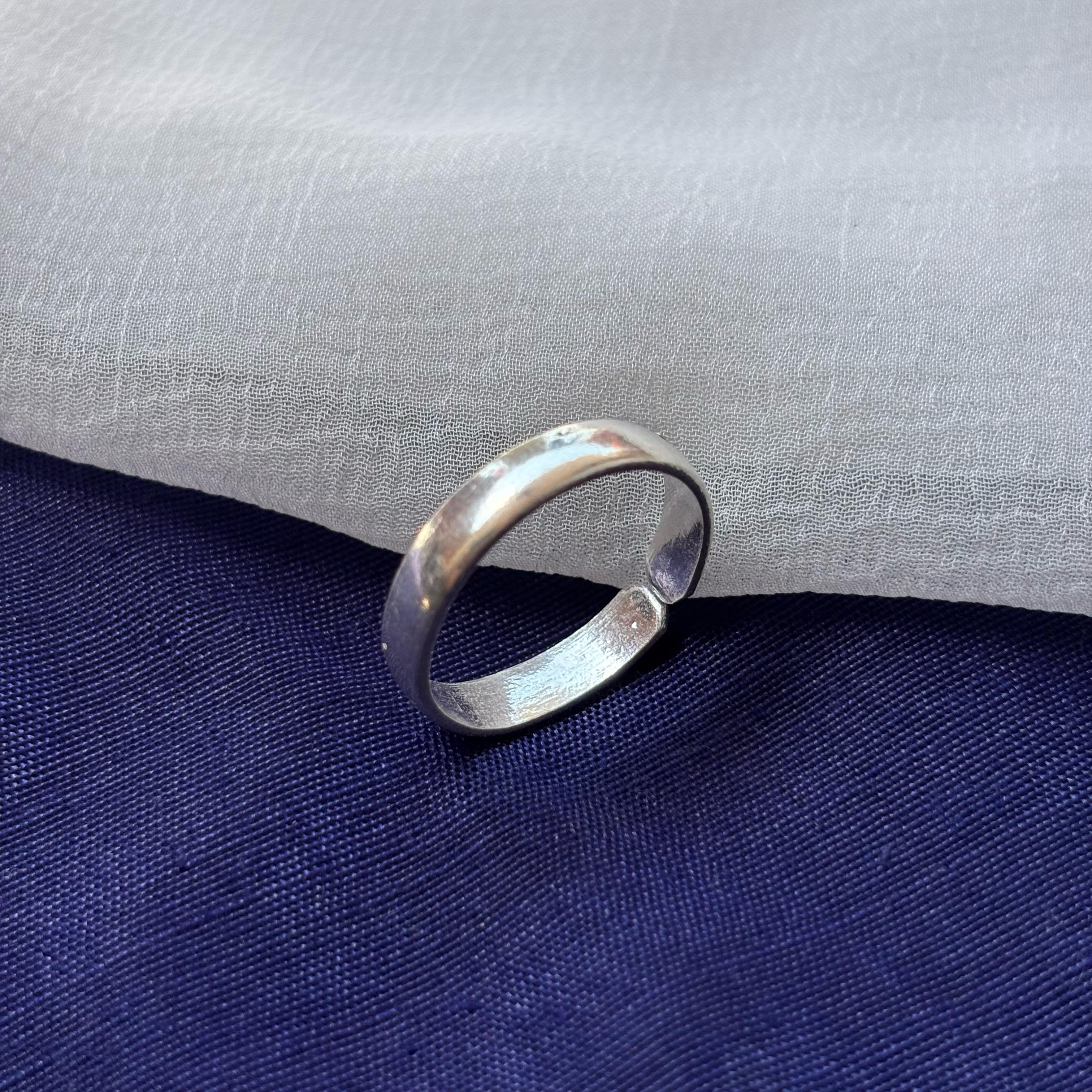 Adjustable Plain Pure Silver Slim Unisex Stacking Band Cuff Ring