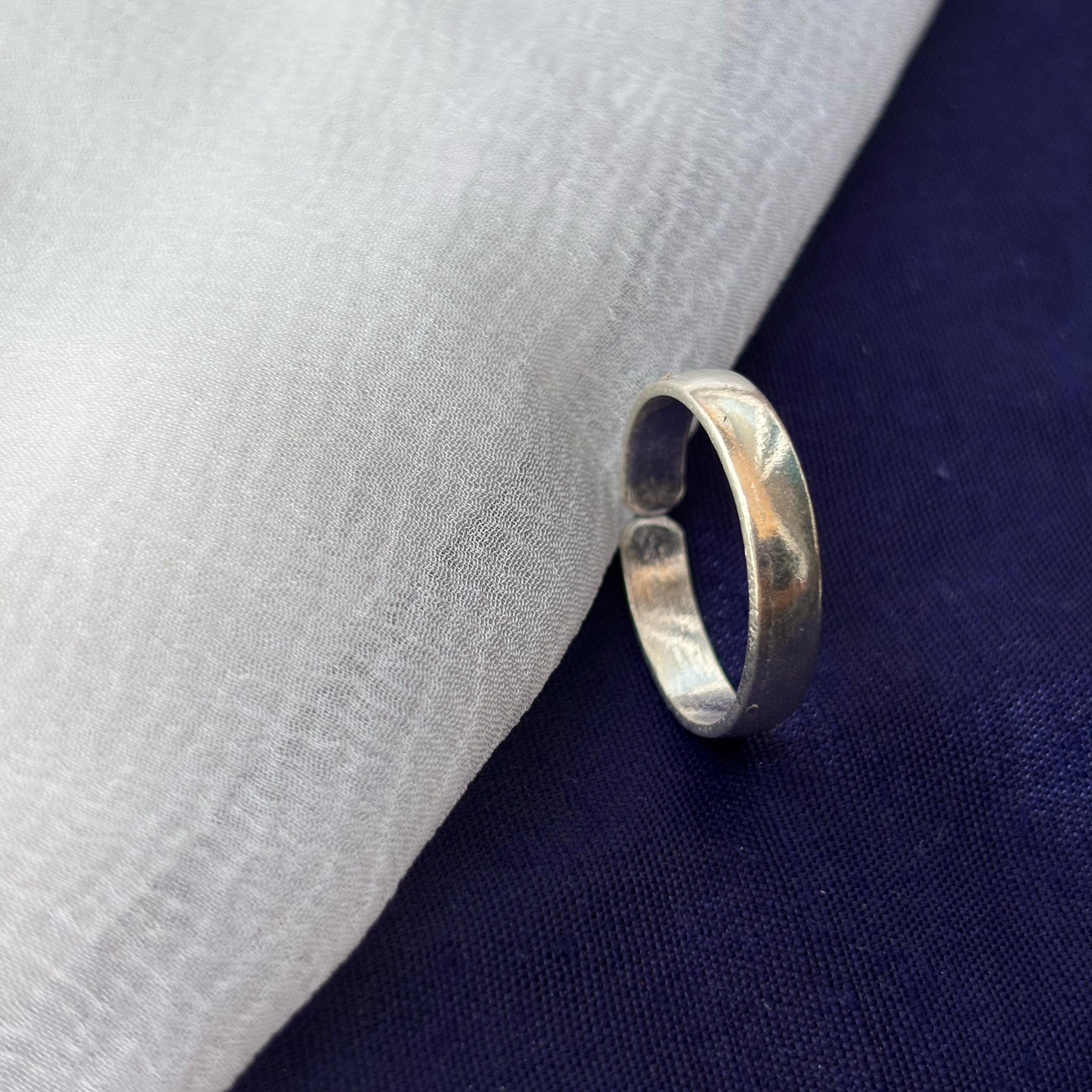 Adjustable Plain Pure Silver Slim Unisex Stacking Band Cuff Ring
