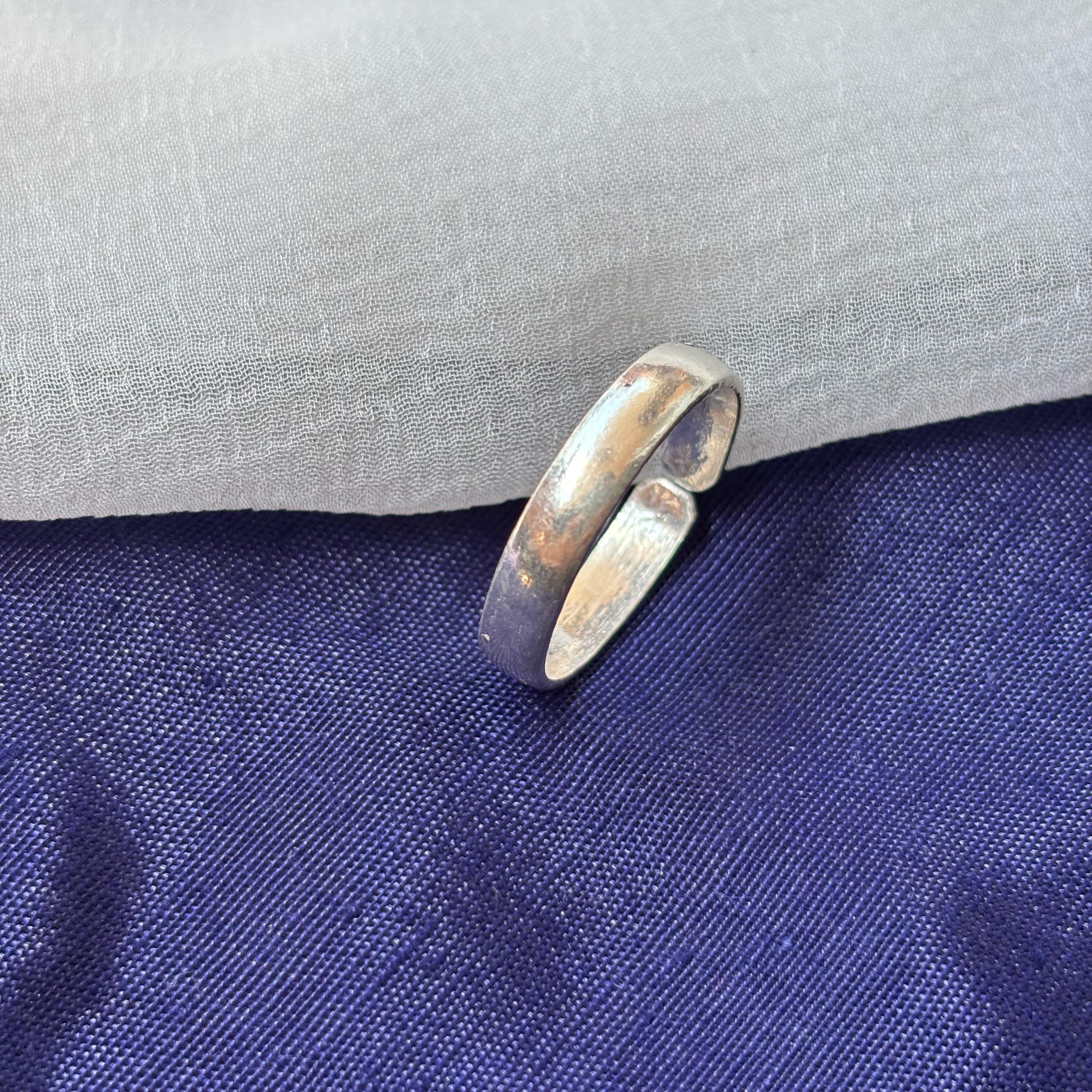 Adjustable Plain Pure Silver Slim Unisex Stacking Band Cuff Ring