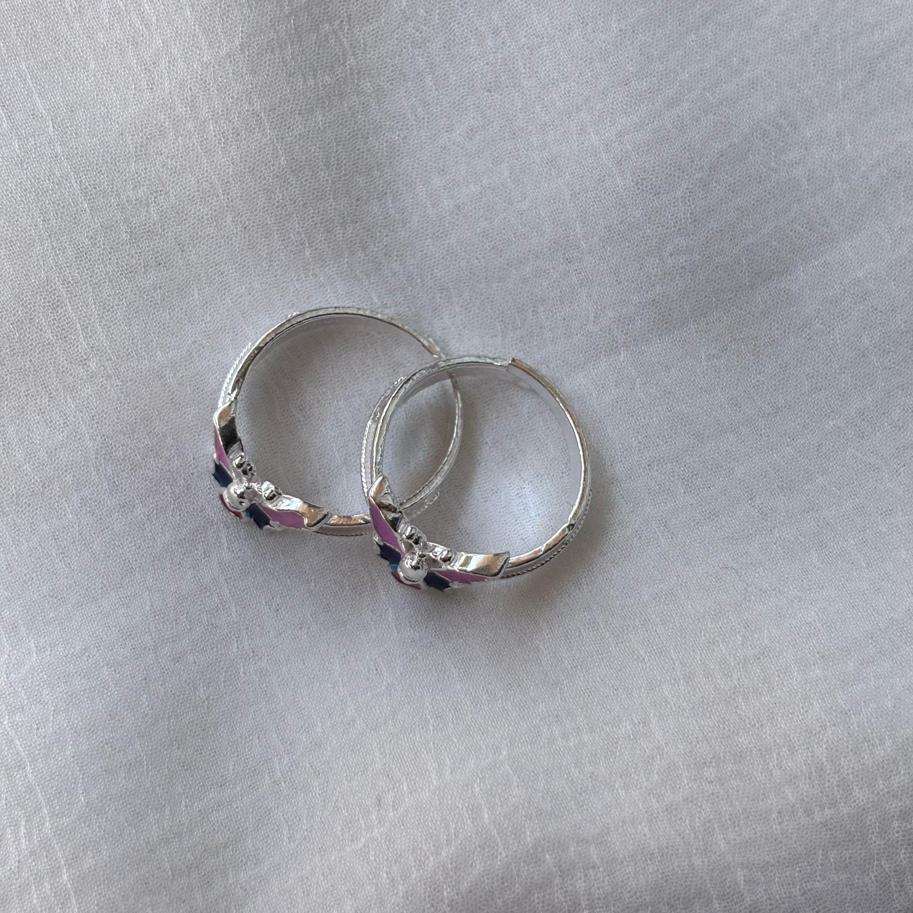 925 Silver Colourful Butterfly Bohemian Indian Bichiya Midi Toe Ring