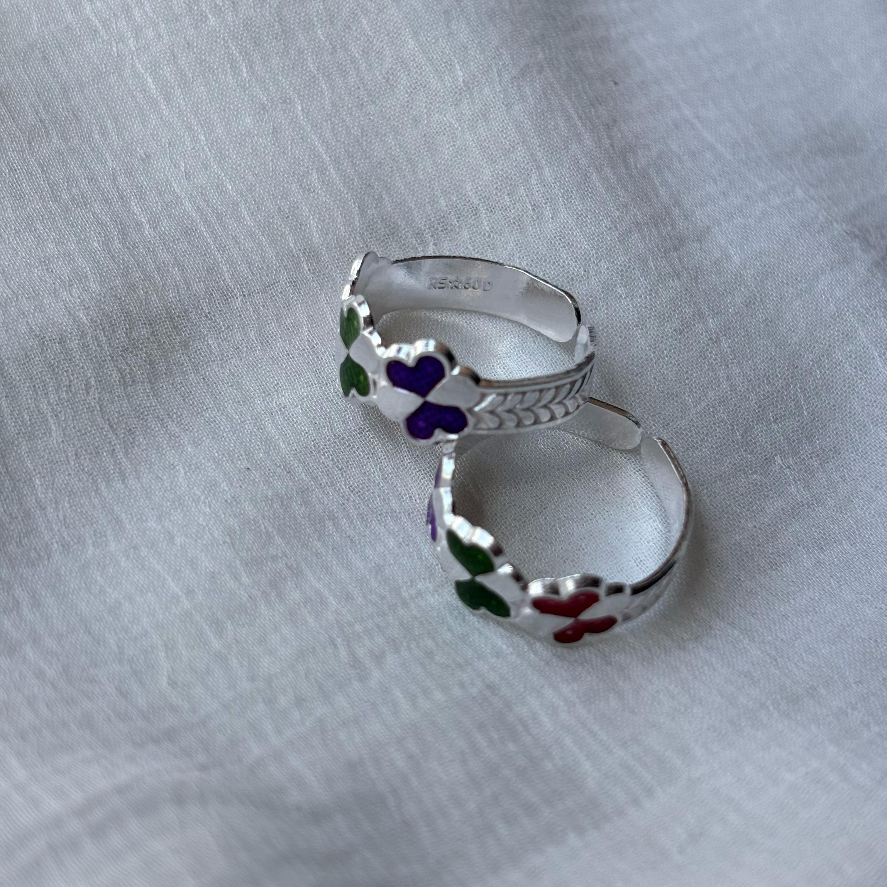 925 Silver Colourful Butterfly Bohemian Indian Bichiya Midi Toe Ring