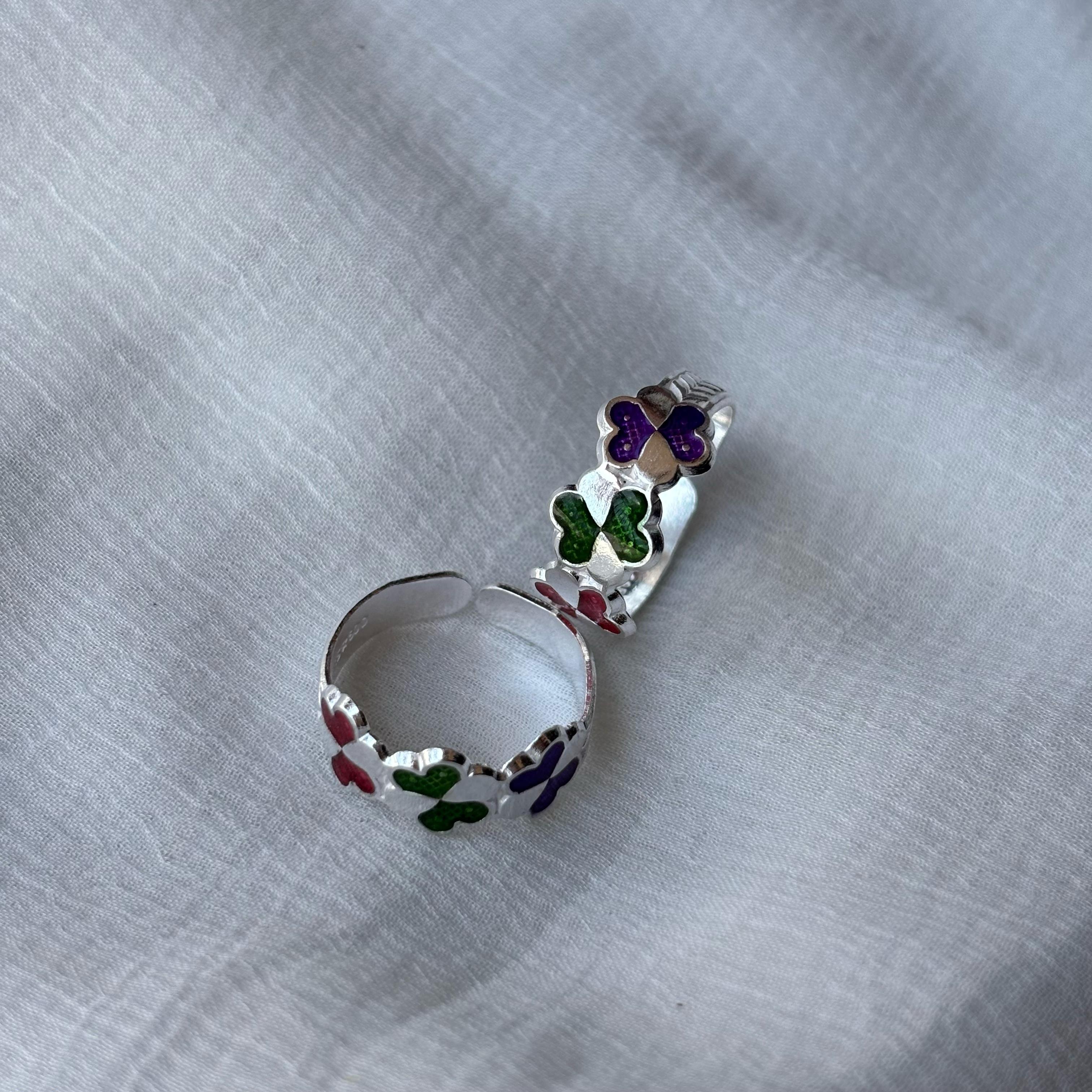 925 Silver Colourful Butterfly Bohemian Indian Bichiya Midi Toe Ring