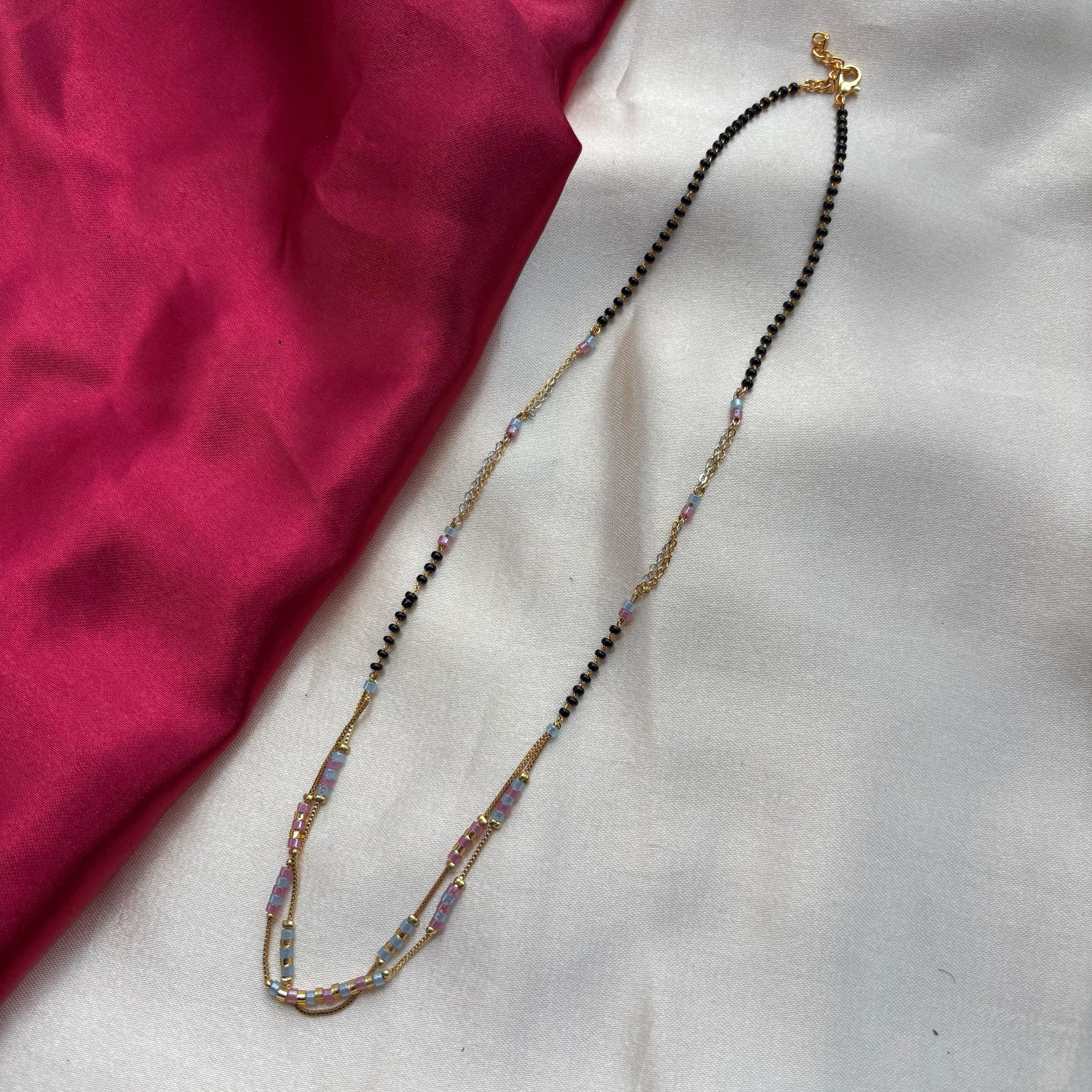 Two layer gold beaded indian traditional mangalsutra necklace