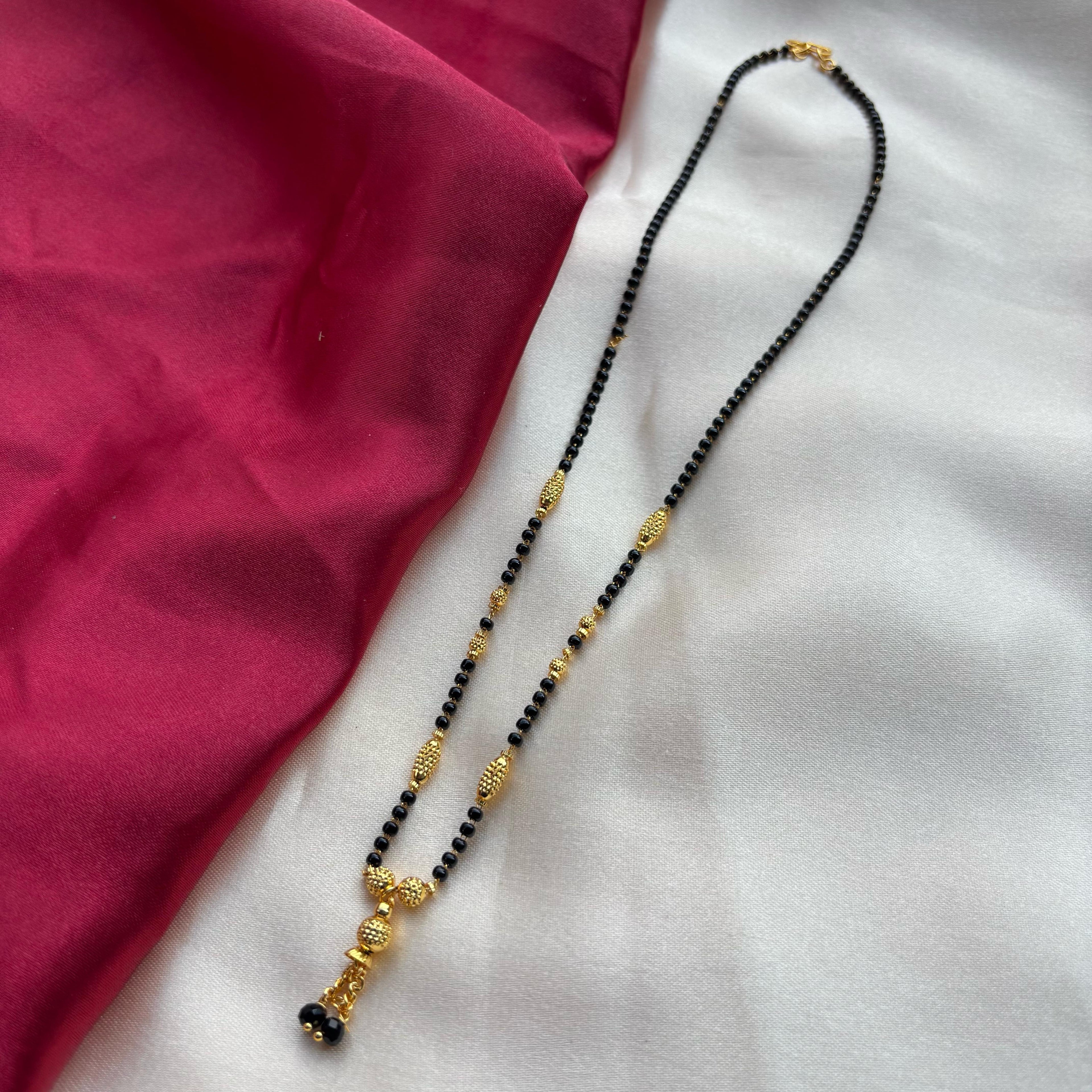 Gold Black Beaded Indian Asian Nazar Mangalsutra Choker Pendant Necklace