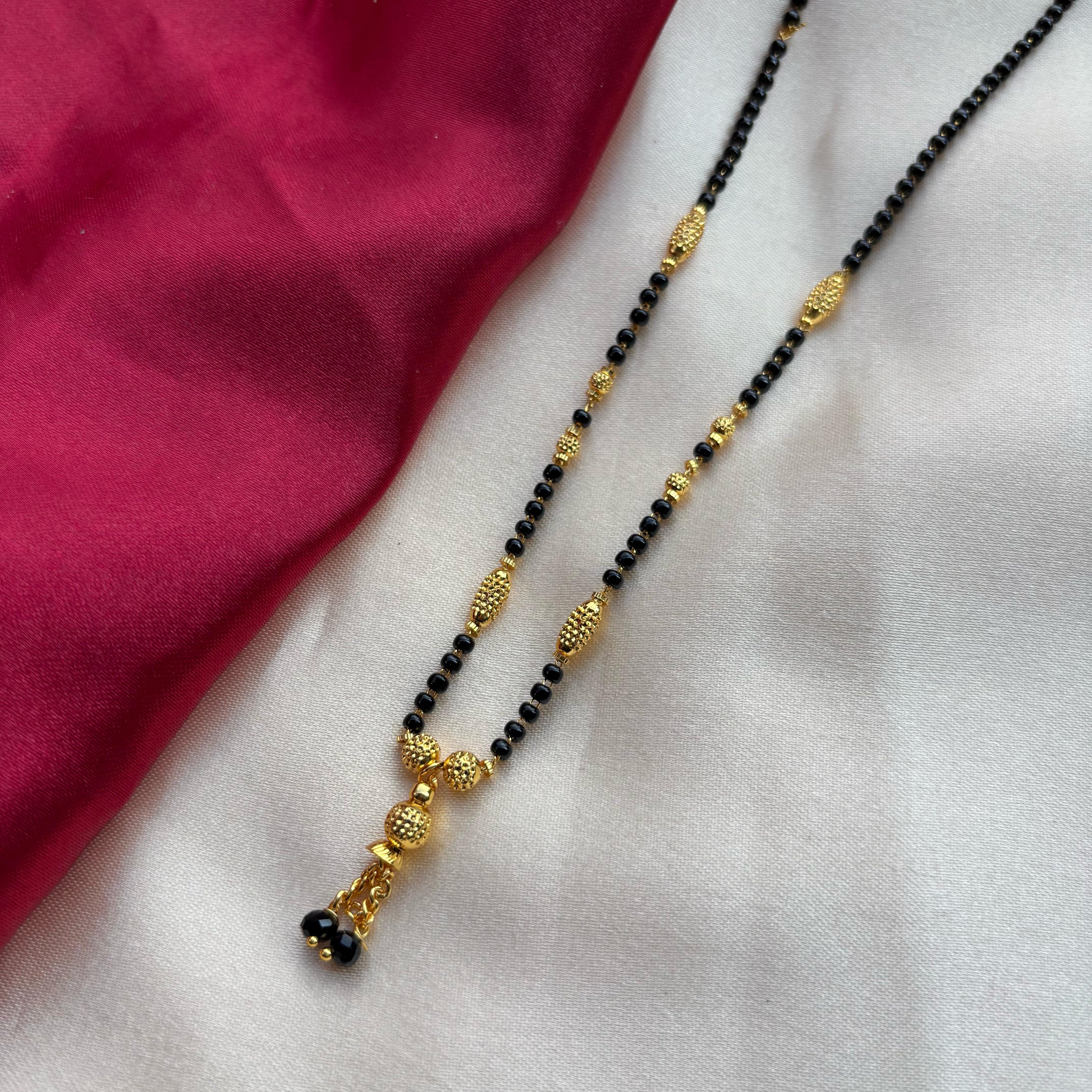 Gold Black Beaded Indian Asian Nazar Mangalsutra Choker Pendant Necklace