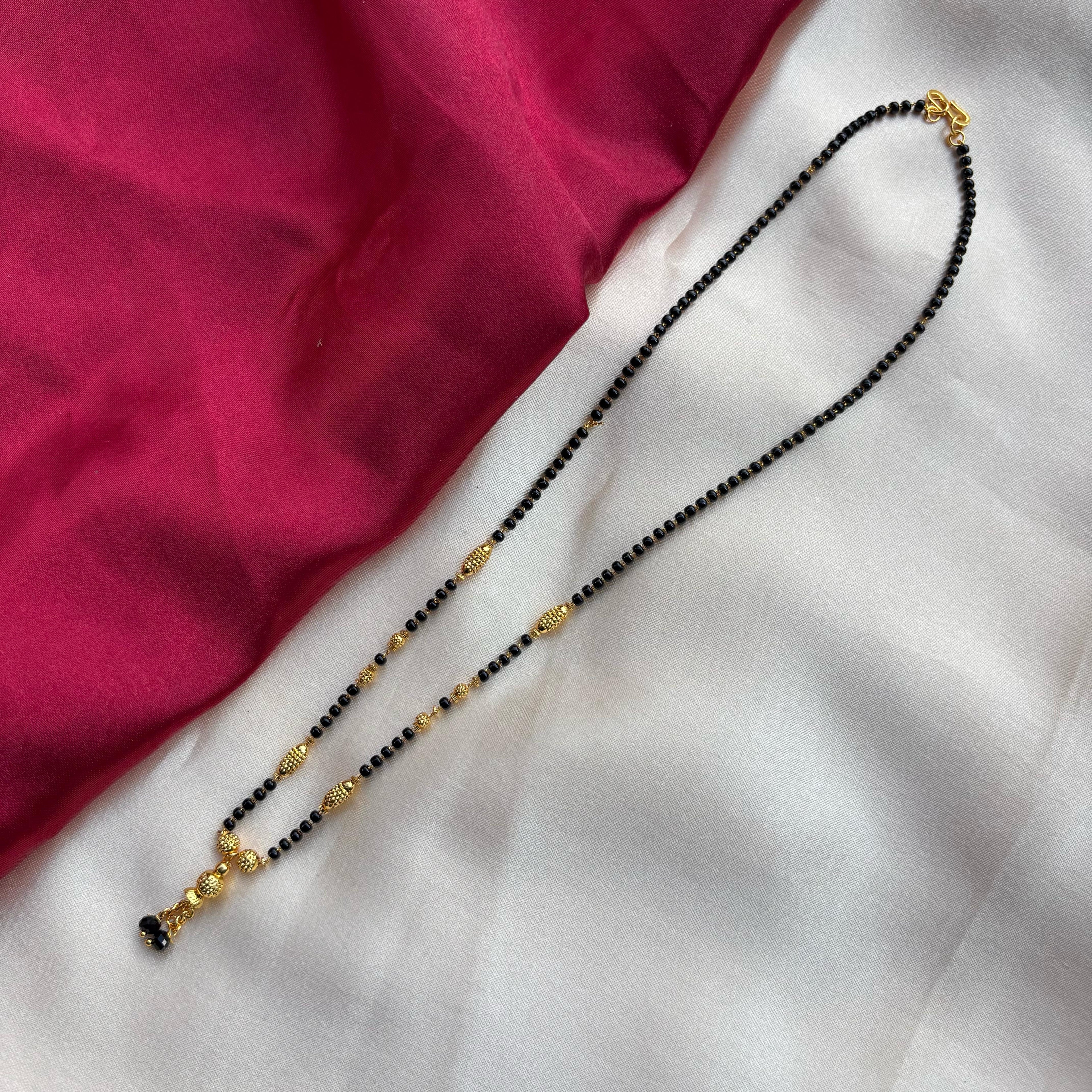 Gold Black Beaded Indian Asian Nazar Mangalsutra Choker Pendant Necklace