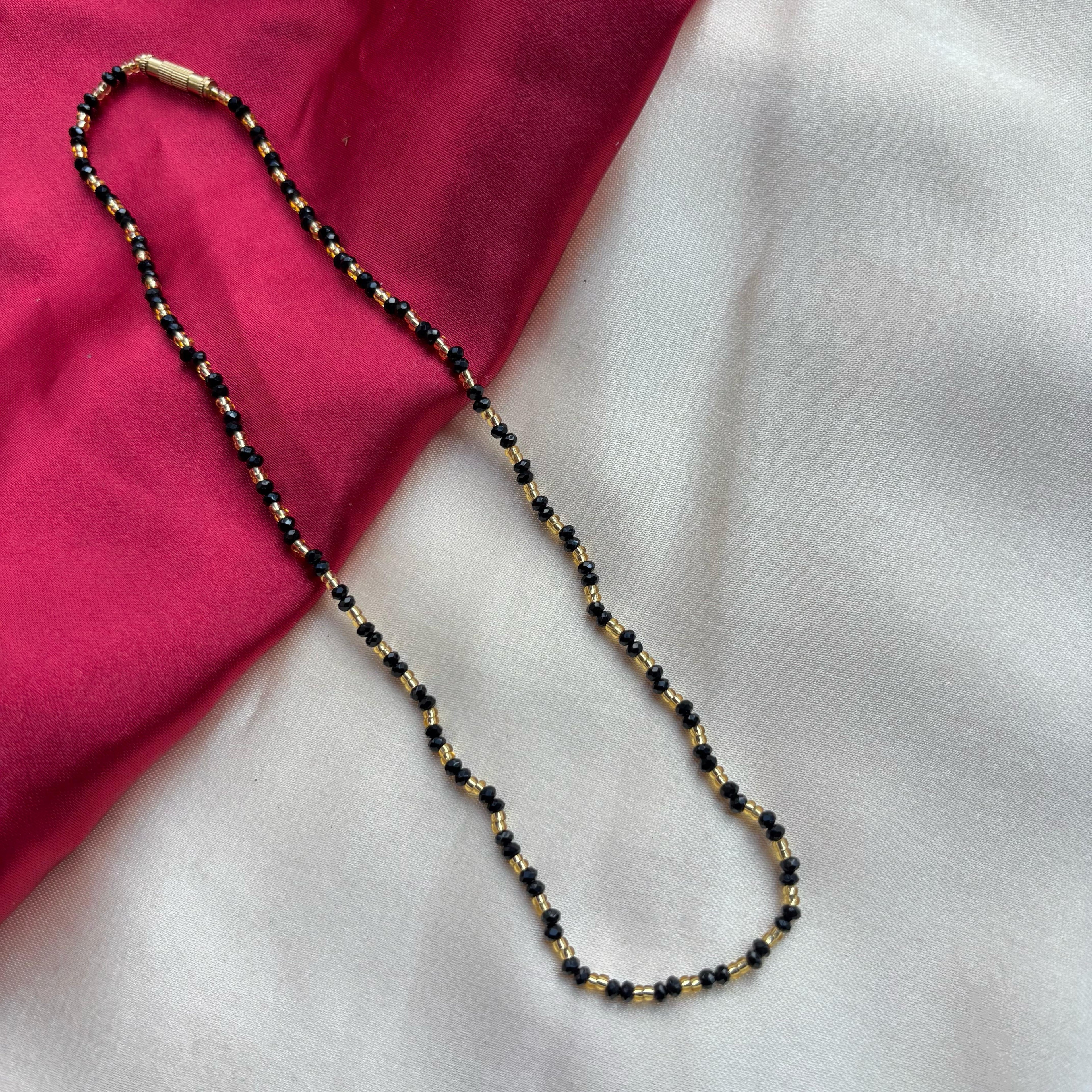Handmade Black Gold Crystal Beaded Indian Asian Nazar Mangalsutra Necklace