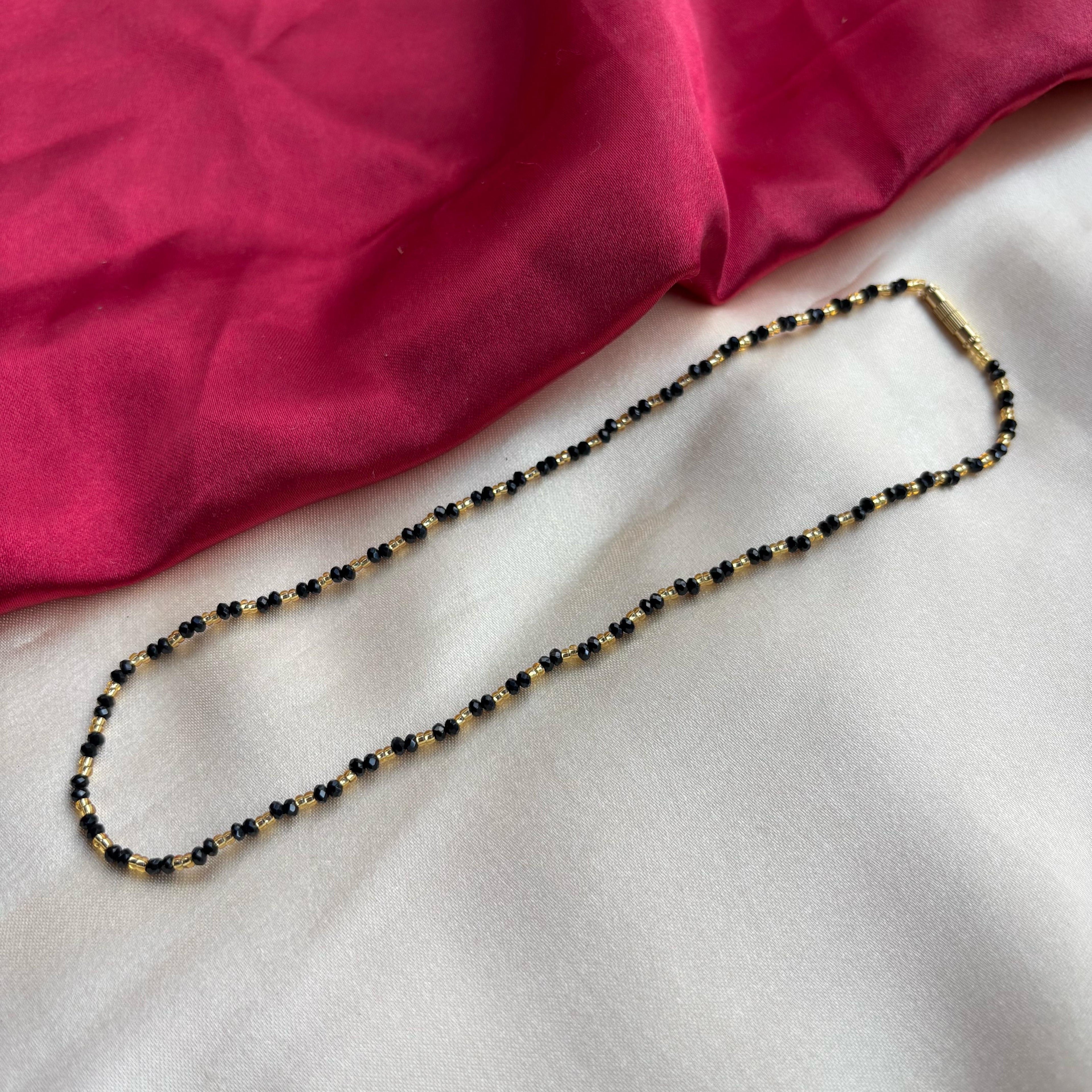Handmade Black Gold Crystal Beaded Indian Asian Nazar Mangalsutra Necklace