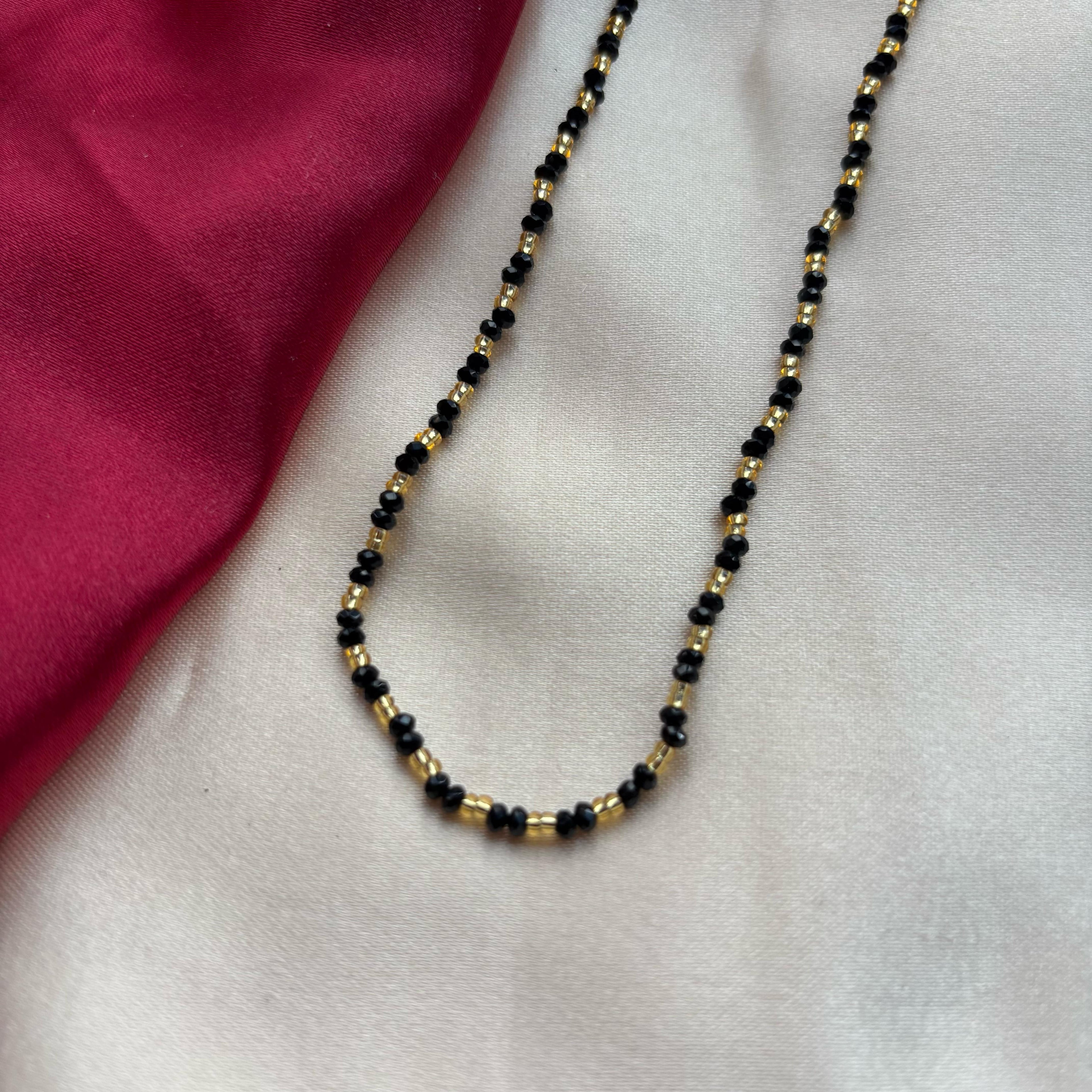 Handmade Black Gold Crystal Beaded Indian Asian Nazar Mangalsutra Necklace