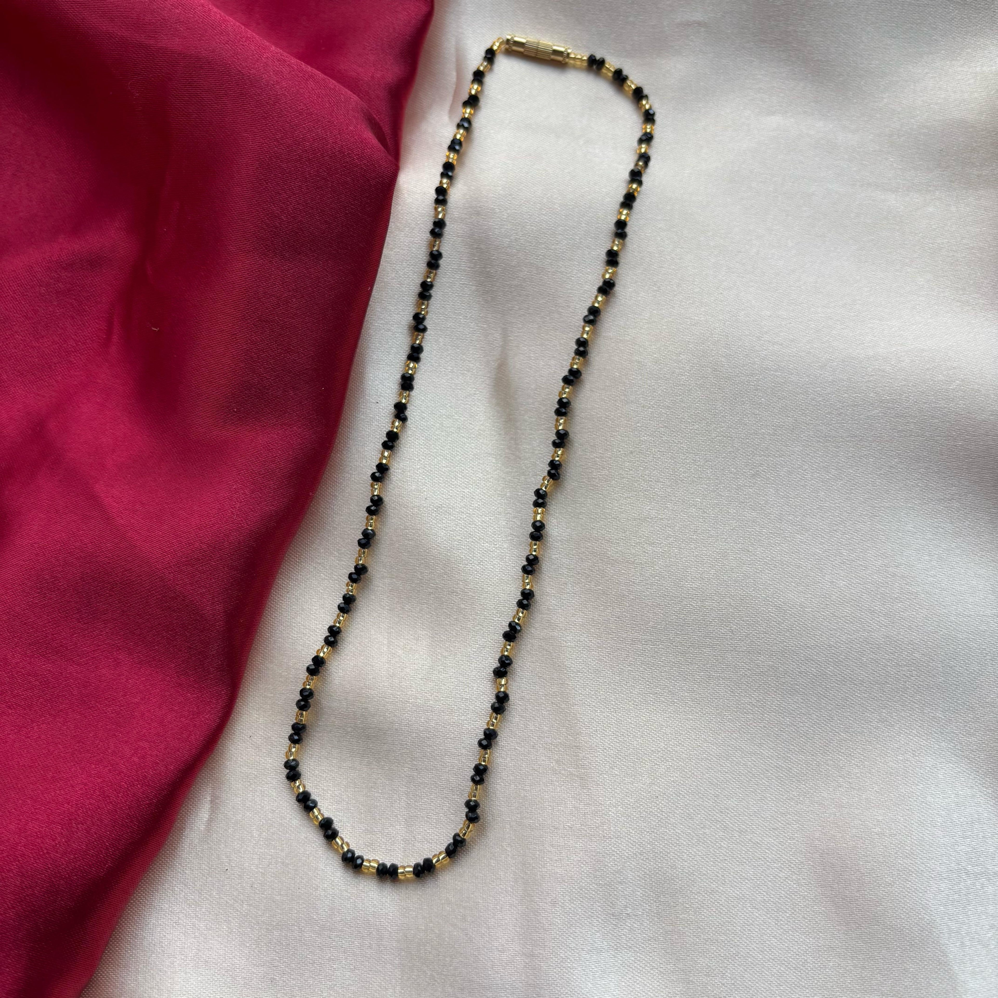 Handmade Black Gold Crystal Beaded Indian Asian Nazar Mangalsutra Necklace