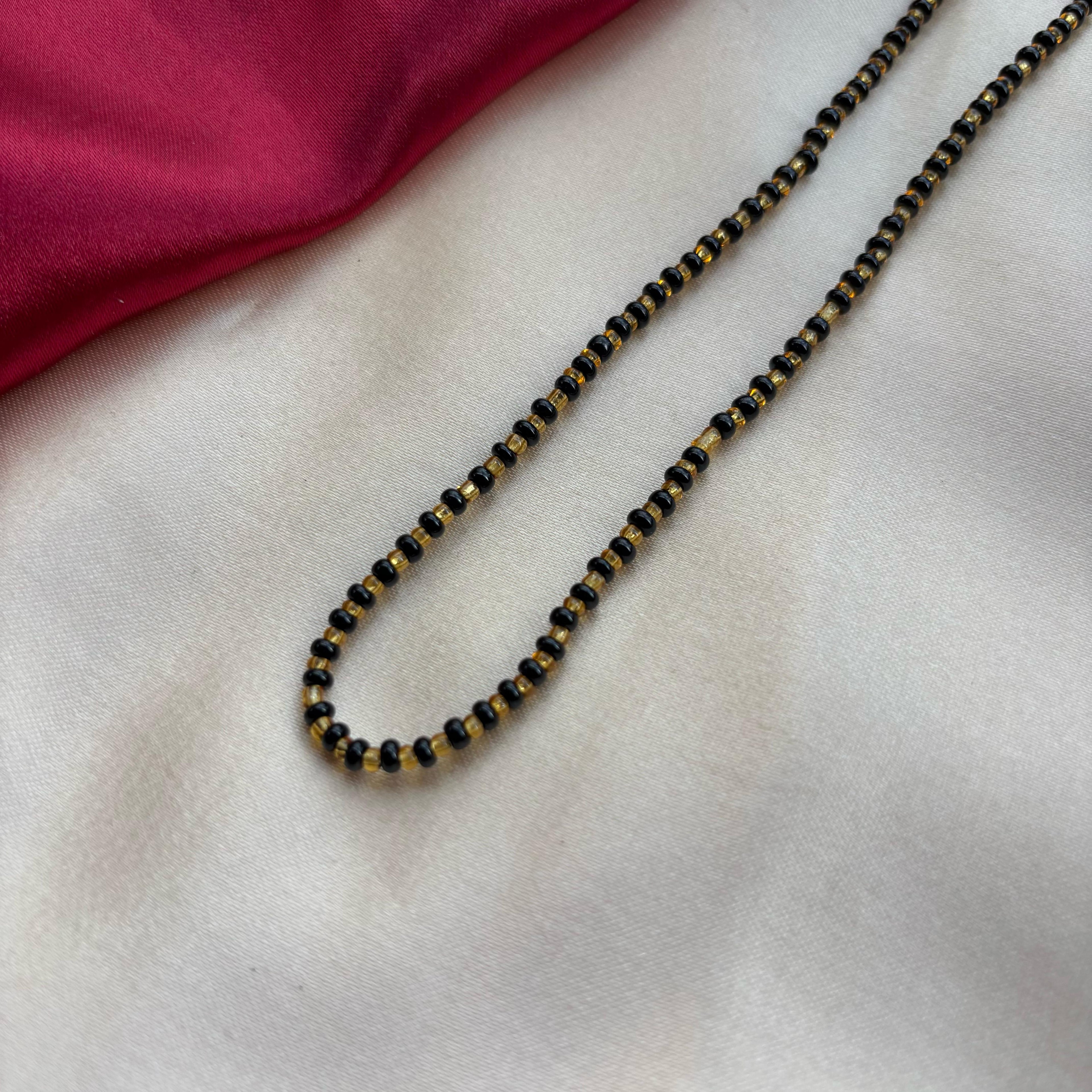 Handmade Black Gold Crystal Beaded Indian Asian Nazar Mangalsutra Necklace