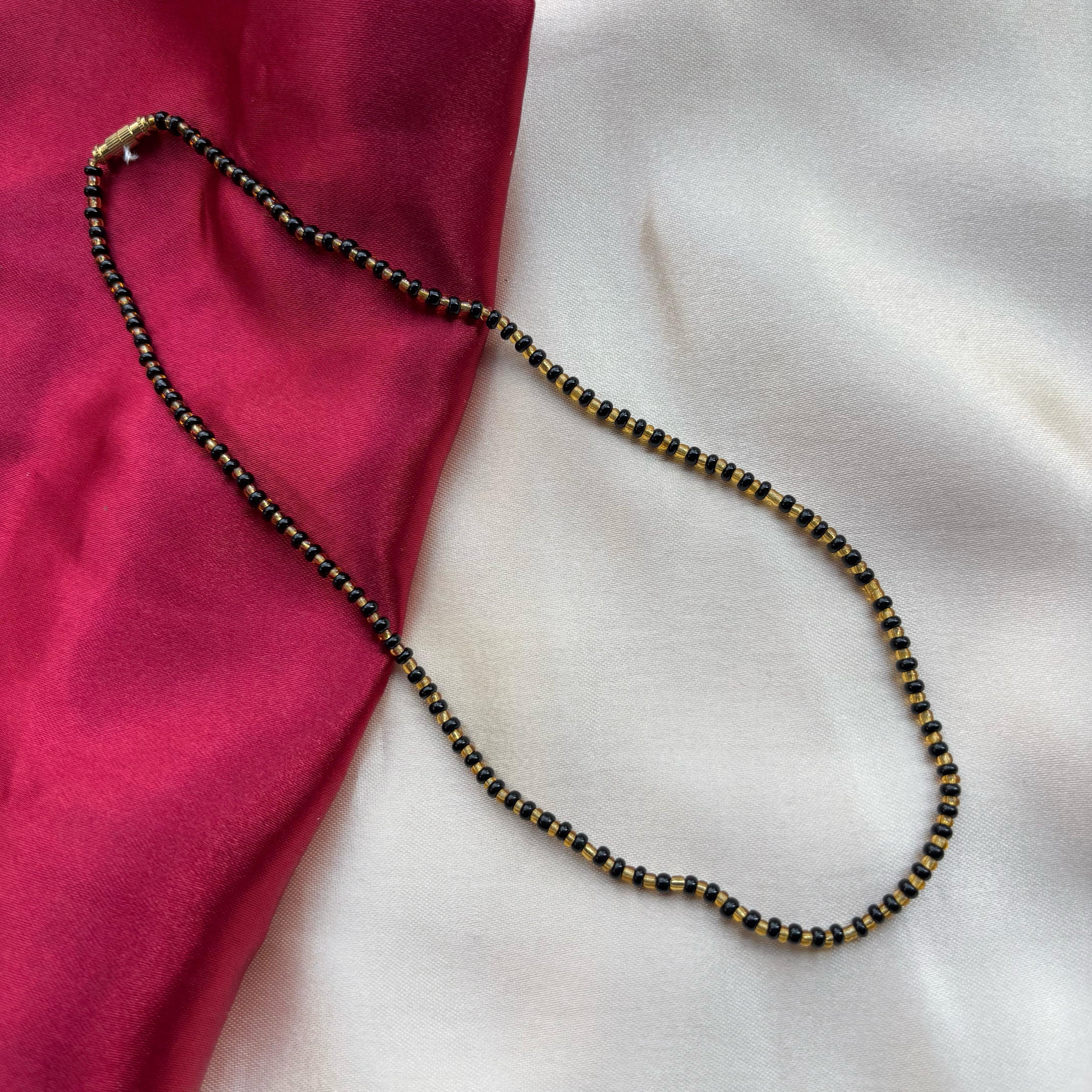 Handmade Black Gold Crystal Beaded Indian Asian Nazar Mangalsutra Necklace