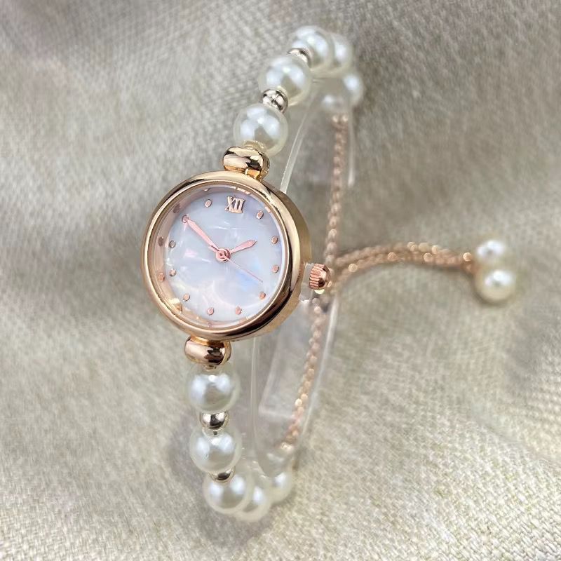 Elegant Rose Gold Beaded Dial Bracelet Watch