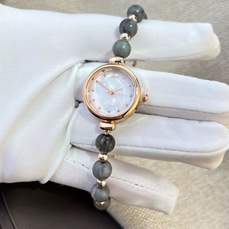 Elegant Rose Gold Beaded Dial Bracelet Watch