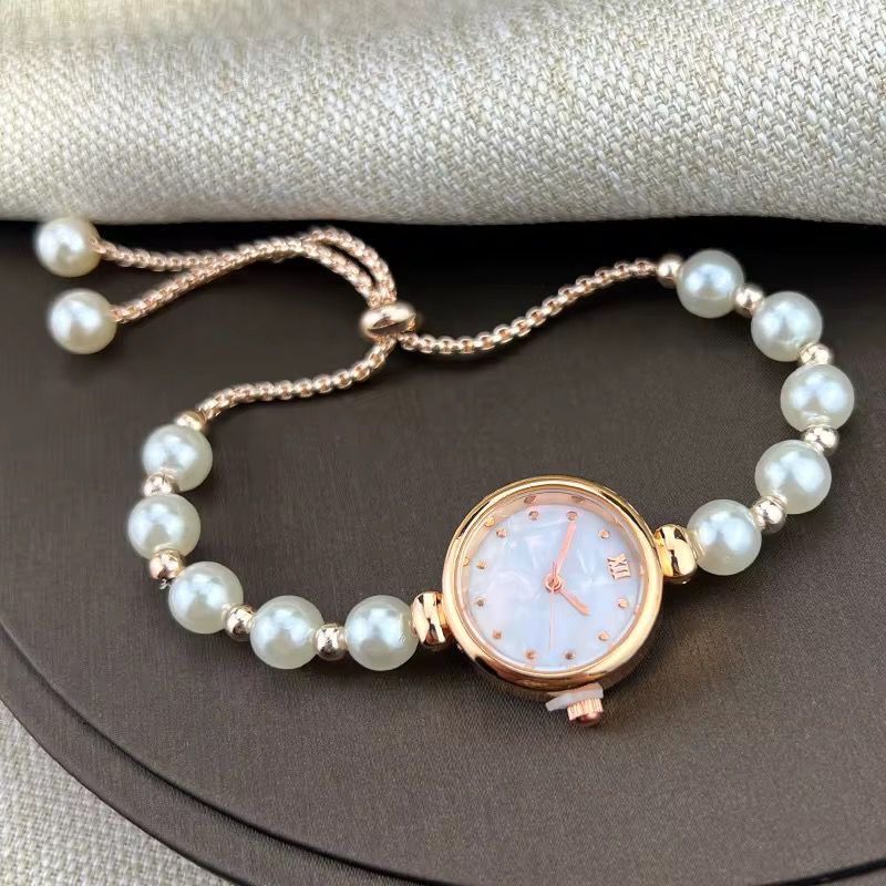 Elegant Rose Gold Beaded Dial Bracelet Watch