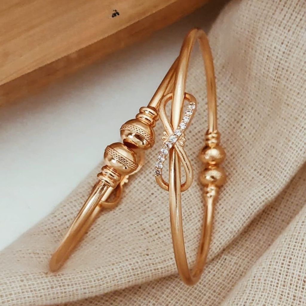 Zircon Infinity Brass Bangle Adjustable Cuff Bracelet