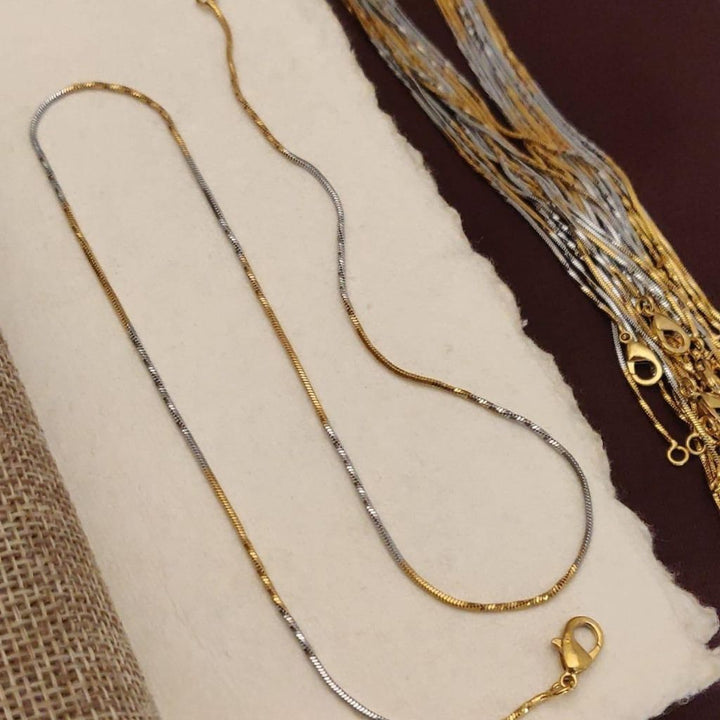 Dual-Tone Snake Chain 18ct Gold Plated Necklace