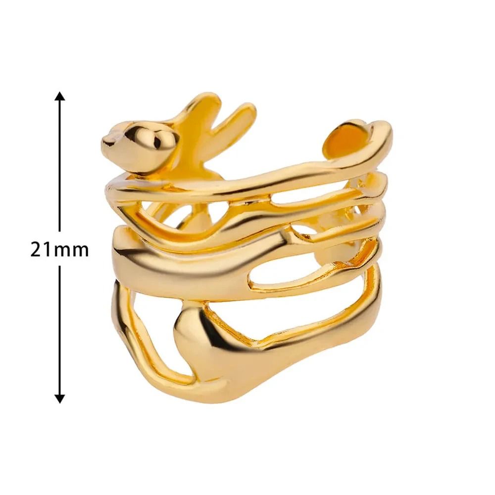 Abstract Fluid Wrap Wide Adjustable Band Gold or Silver Ring