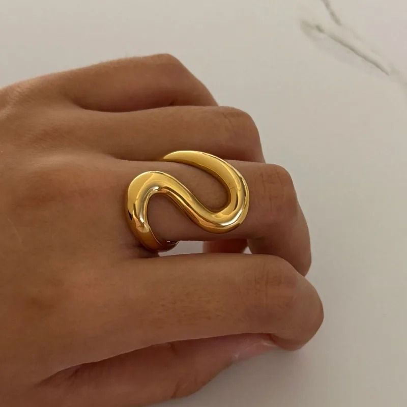 Infinity Loop Adjustable Ring Chunky Gold Statement Band