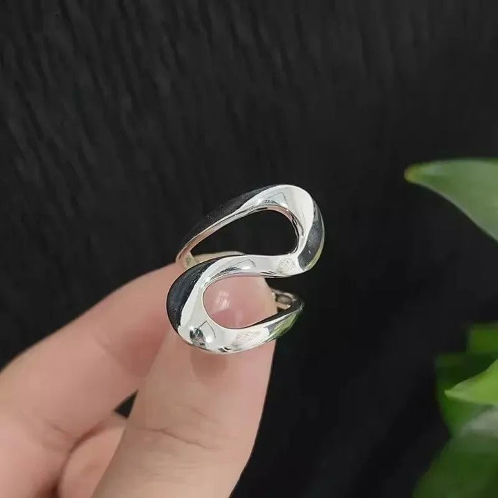 Silver Infinity Loop Adjustable Ring Chunky Gold Statement Band (Close-up Detail) | The Colourful Aura
