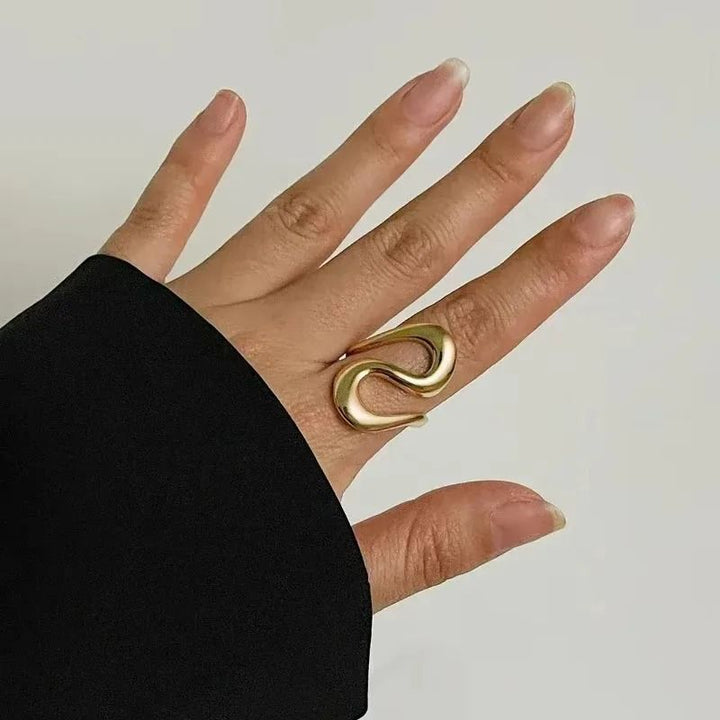 Infinity Loop Adjustable Ring Chunky Gold Statement Band