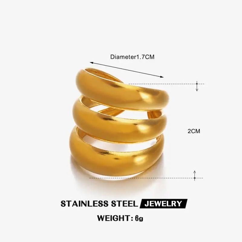 Chunky Triple Dome Adjustable Stacked Wide Band (Gold/Silver) Ring