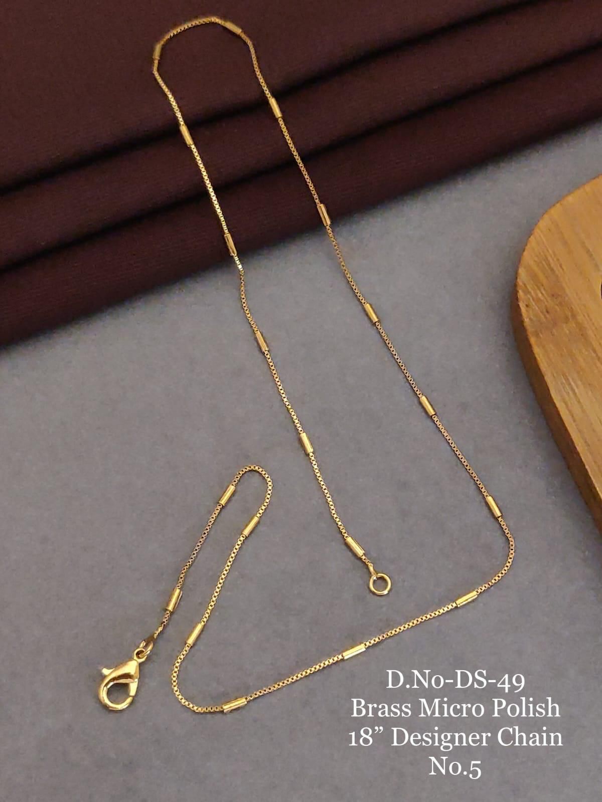 Single Strand Gold Brass Necklace for Women