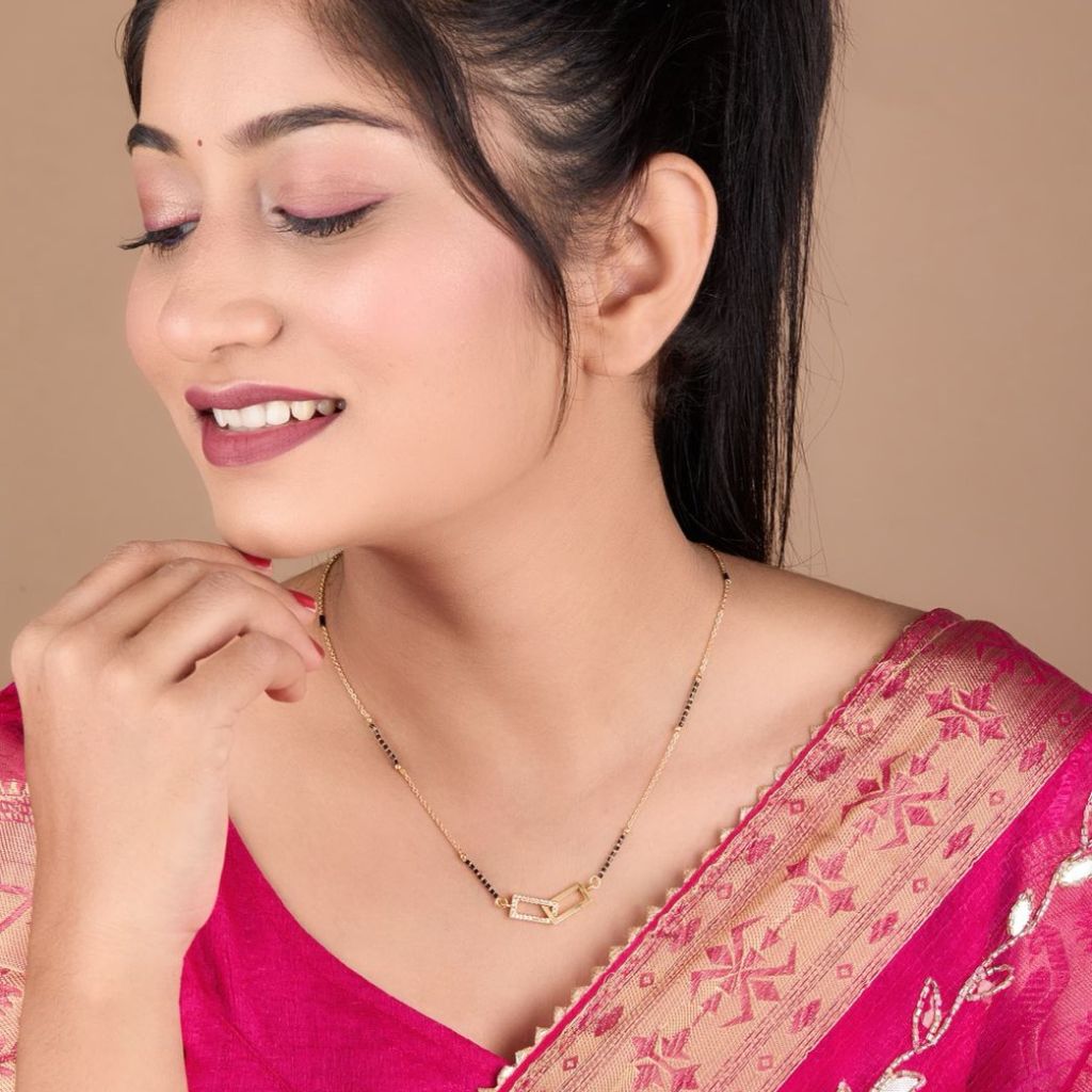 Cross Rectangle Diamond Mangalsutra Necklace