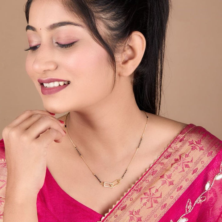 Cross Rectangle Diamond Mangalsutra Necklace