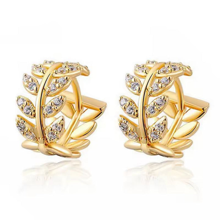 Leaf Blossom Hoop Gold & Silver Earrings (Close-up Detail) | The Colourful Aura