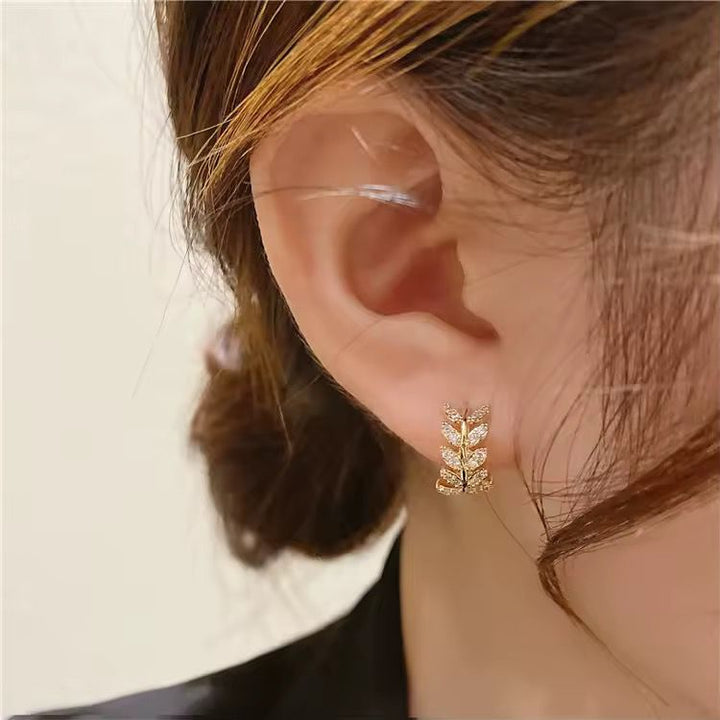 Leaf Blossom Hoop Gold & Silver Earrings