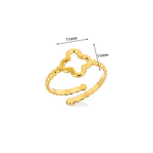 Lucky Clover Adjustable Statement Gold/Silver Ring (Close-up Detail) | The Colourful Aura