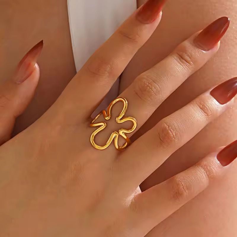 Abstract Blossom Adjustable Statement Ring – The Colourful Aura