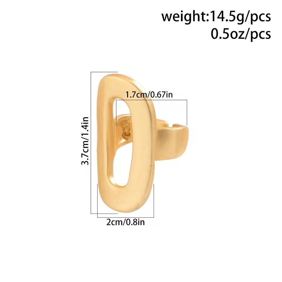Oval Cut Adjustable Ring Open Statement Band (Gold/Silver)