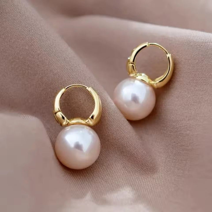 Gold Hoop Pearl Drop Earrings — Boho Jewellery UK | The Colourful Aura