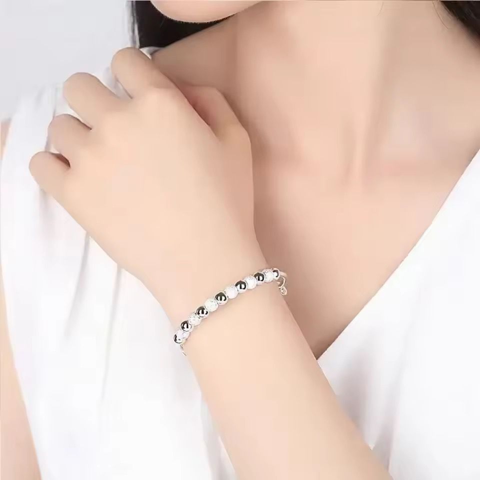 Silver Plated Beaded Adjustable Bracelet