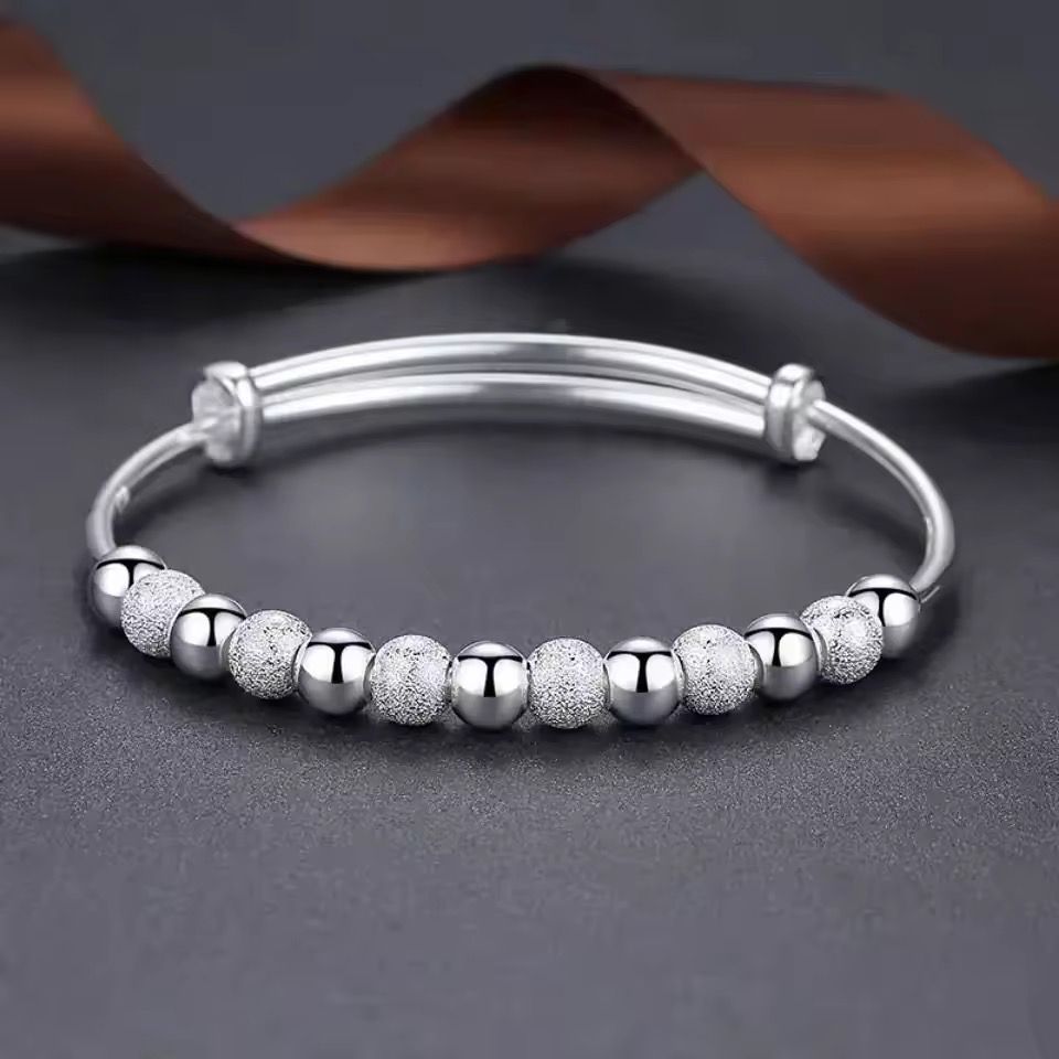 Silver Plated Beaded Adjustable Bracelet