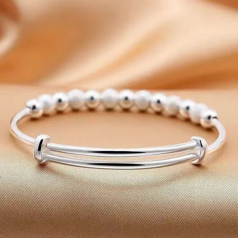 Silver Plated Beaded Adjustable Bracelet