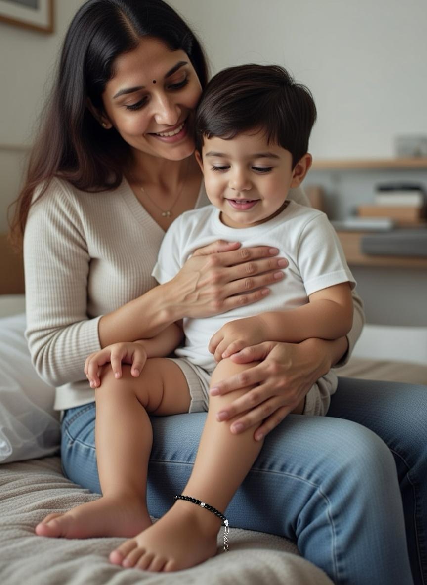 Classic Black Beaded Kids Nazaria Bracelet/Anklet