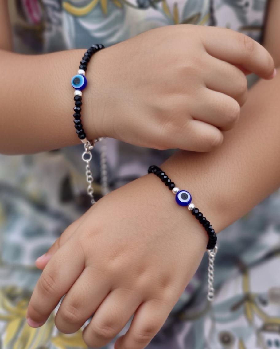 Baby Nazaria Evil Eye Black Beaded Bracelet/Anklet