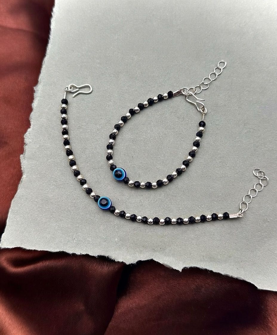 Baby Evil Eye Nazaria Black & Silver Bracelet/Anklet