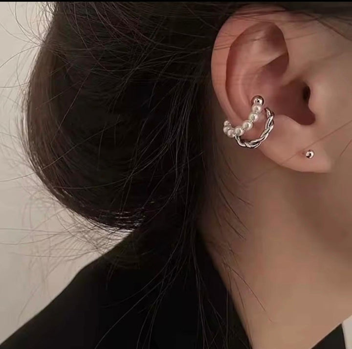 Silver Pearl Ear Cuff Climber Earring — Boho Jewellery UK | The Colourful Aura