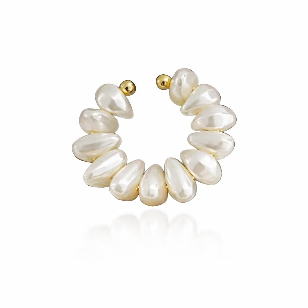 Pearl Ear Cuff Climber Earring (Close-up Detail) | The Colourful Aura