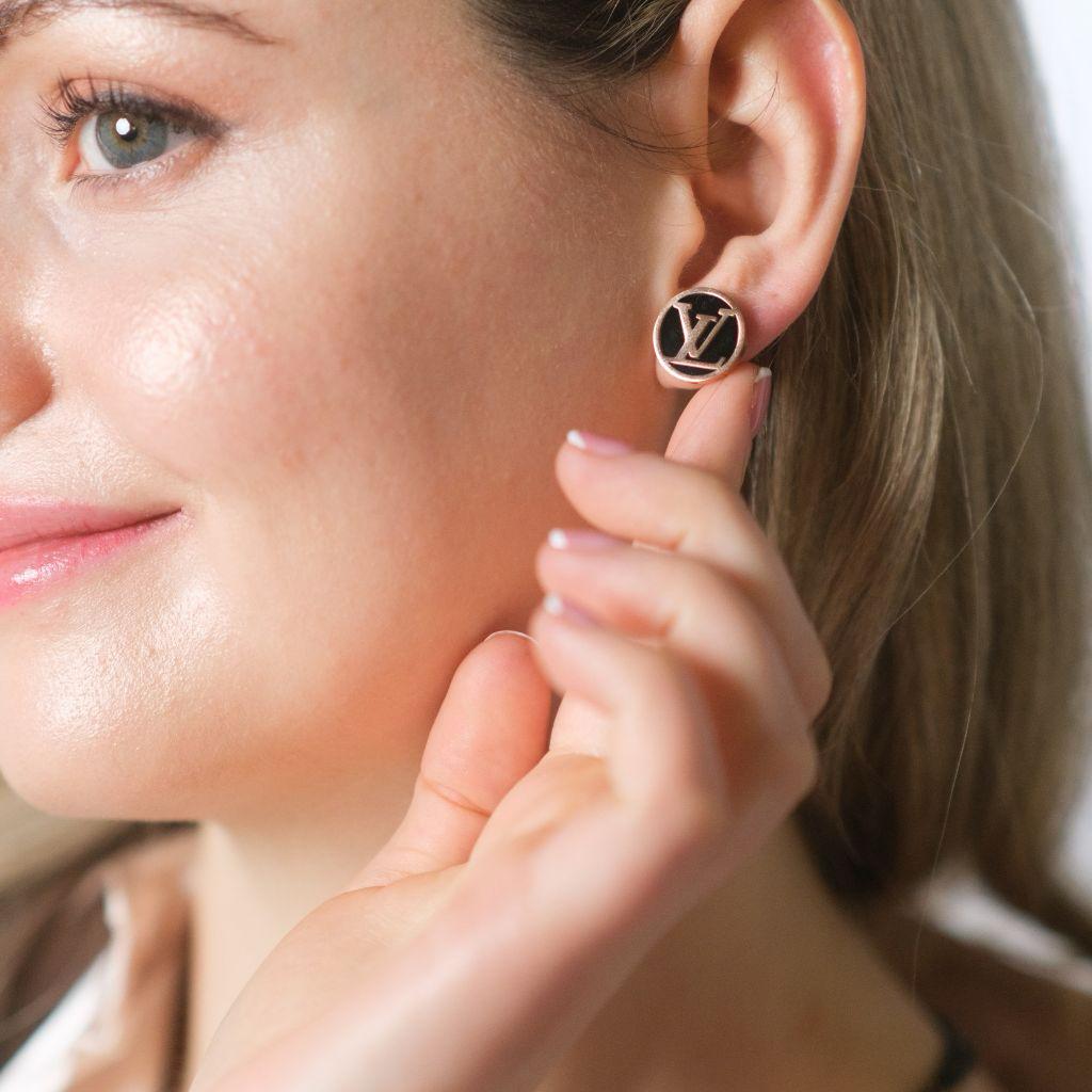 Large Round Black Elegant Rose Gold Plated Stud Earrings — Boho Jewellery UK | The Colourful Aura
