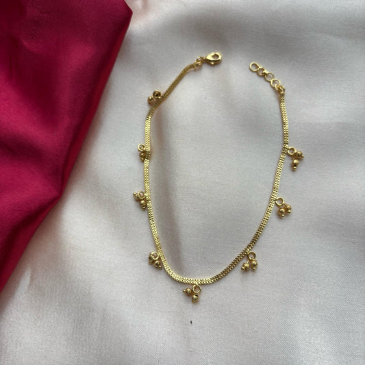 Golden Brass Rounds Beads Indian Payal Anklet