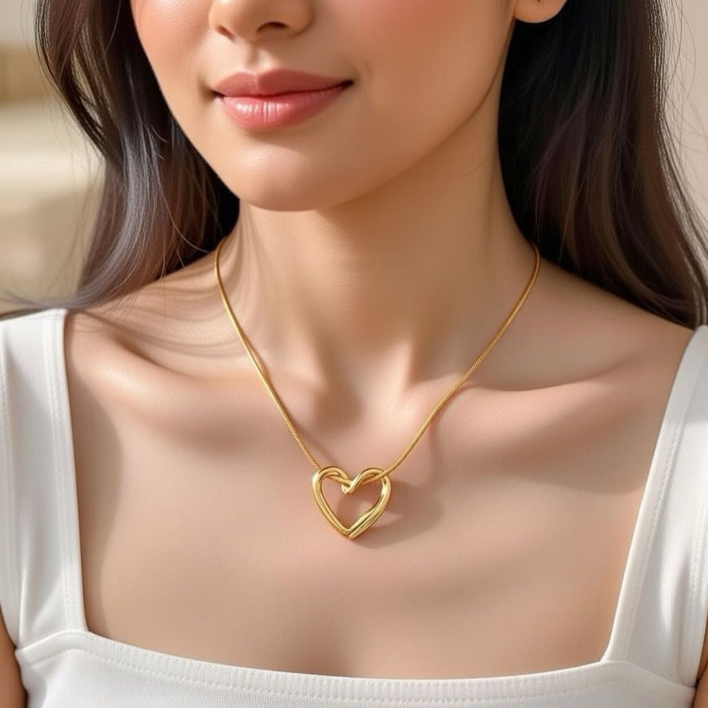 Timeless Love Gold Heart Necklace — Boho Jewellery UK | The Colourful Aura