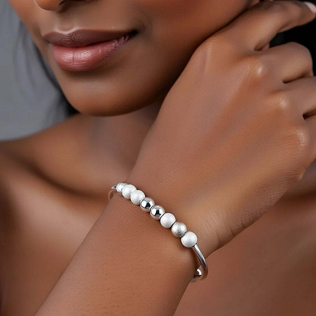 Silver Plated Beaded Adjustable Bracelet